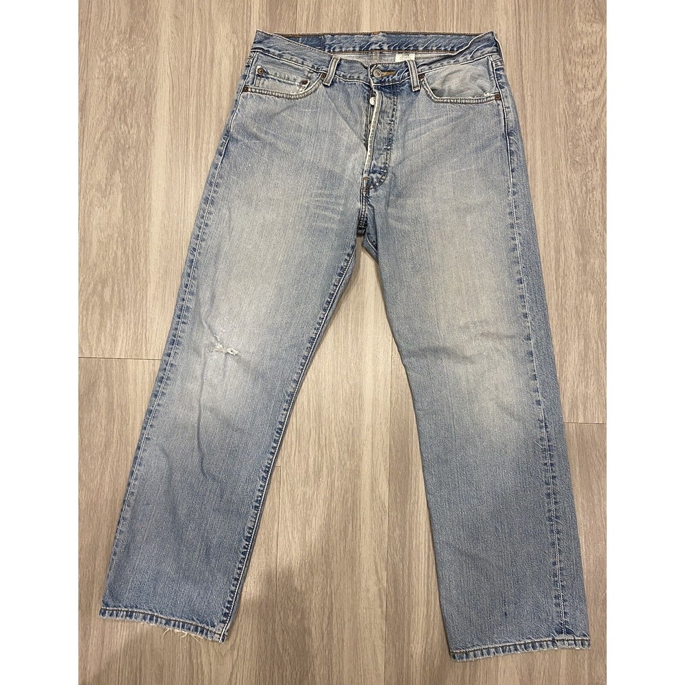 Vintage Levi's Jeans Mens 34x30 Blue Colombia Denim 501 Button Fly Distressed